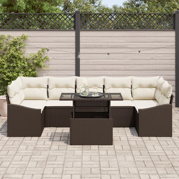Trädgårdsoffset med lagring 8 pcs Brun Poly rattan