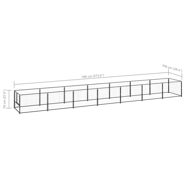 Hundgård svart 7 m² stål