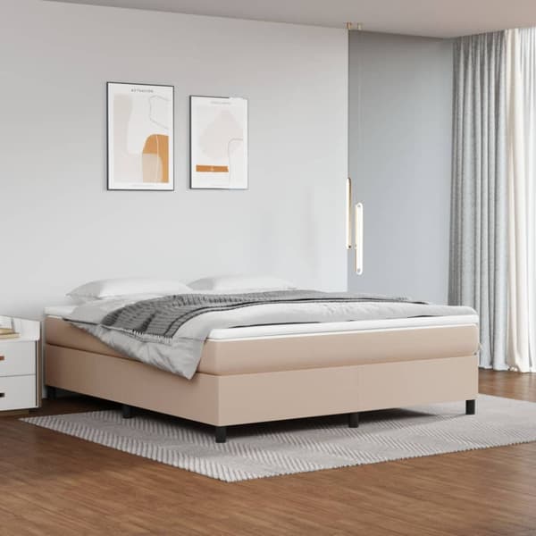 Boxspring-sängram cappuccino 160x200 cm konstläder