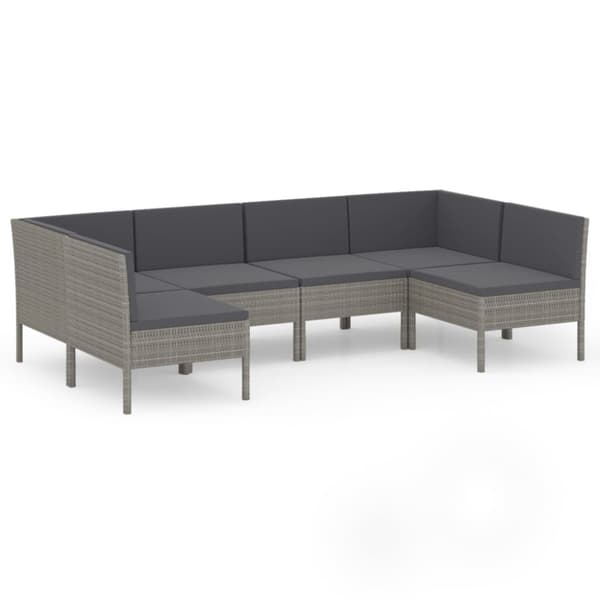 Loungegrupp med dynor 6 delar konstrotting grå