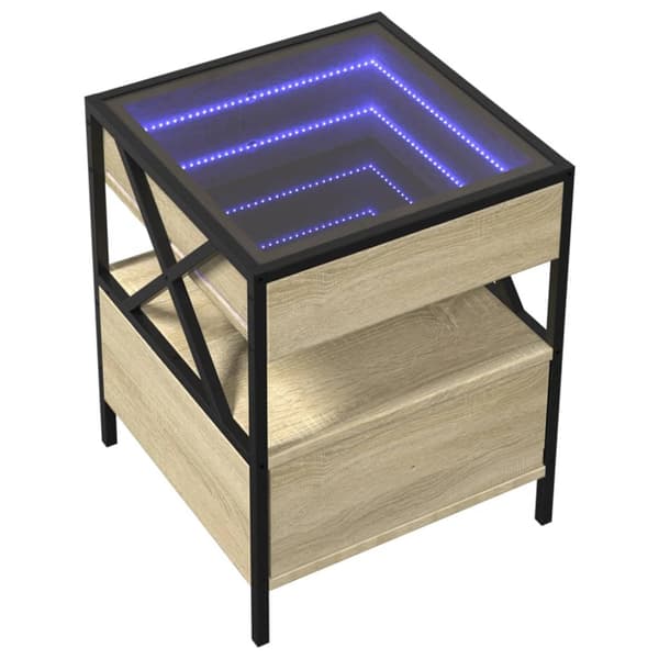 Sängbord med Infinity LEDs sonoma-ek 40x40x51 cm