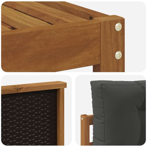 Utomhussoffset med kudde 6 pcs Naturlig och Antracit