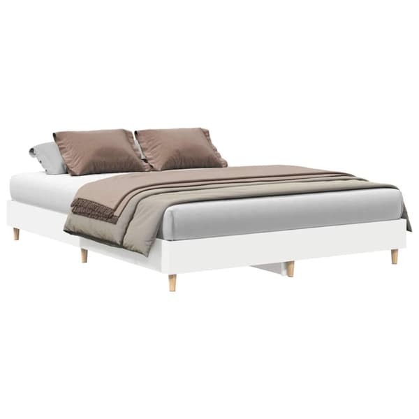 Sängram 2 pcs Vit 152 x 203 cm Konstruerat trä
