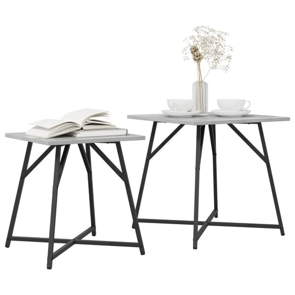 Sidobordsset 2 pcs Grå Sonoma och Svart