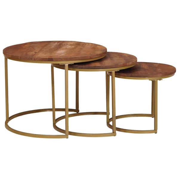 Nesting Kaffe Bord 3 pcs Honung brun Massivt Mangoträ och stål