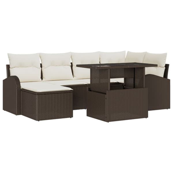 Trädgårdsoffset med lagring 7 pcs Brun Poly rattan