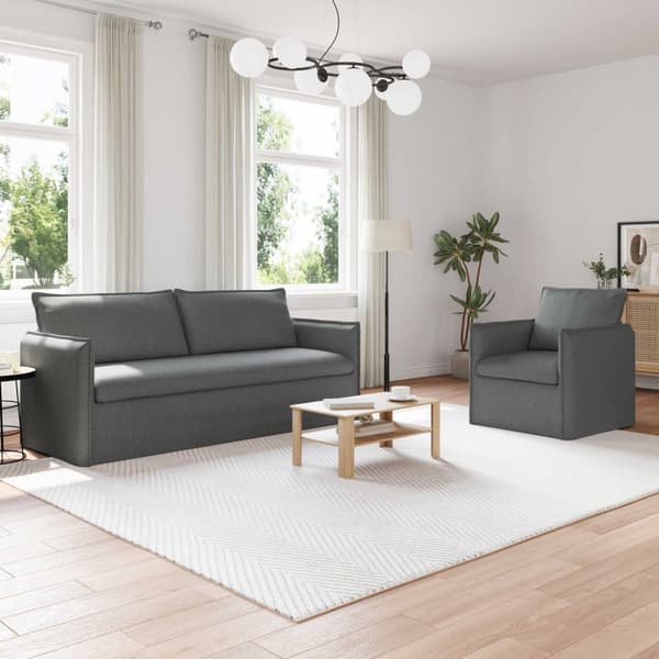 Soffset 2 pcs Mörkgrå 196 x 82 x 85 cm Tyg