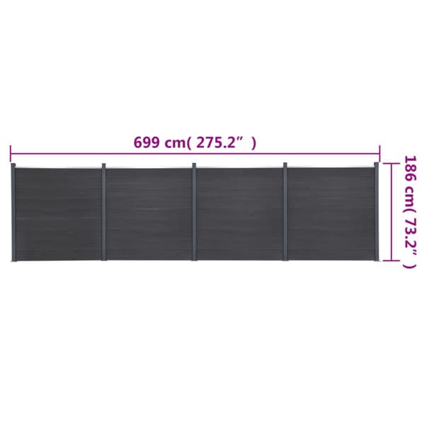 Staketpanel grå 699x186 cm WPC