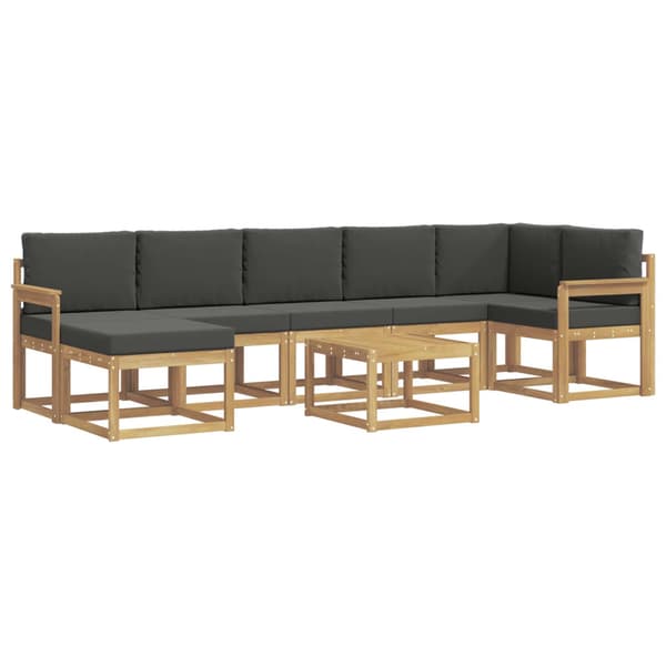 Utomhussoffset med kudde 8 pcs Vit och antracit Polyester