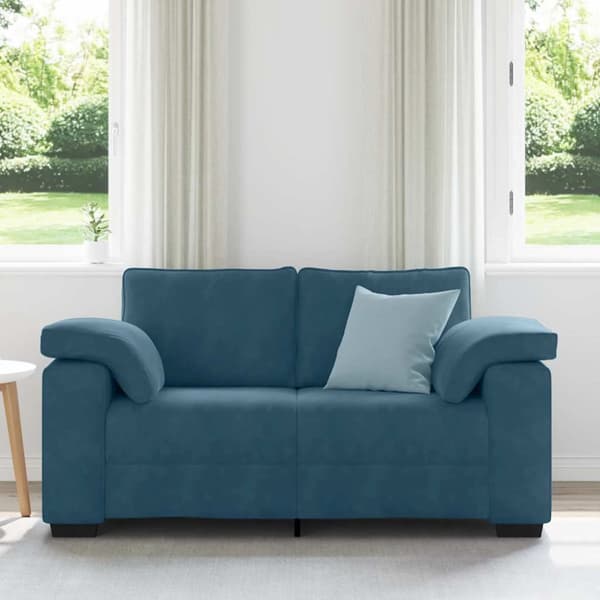 Tvåsitssoffa blå 160x77x82 cm sammet