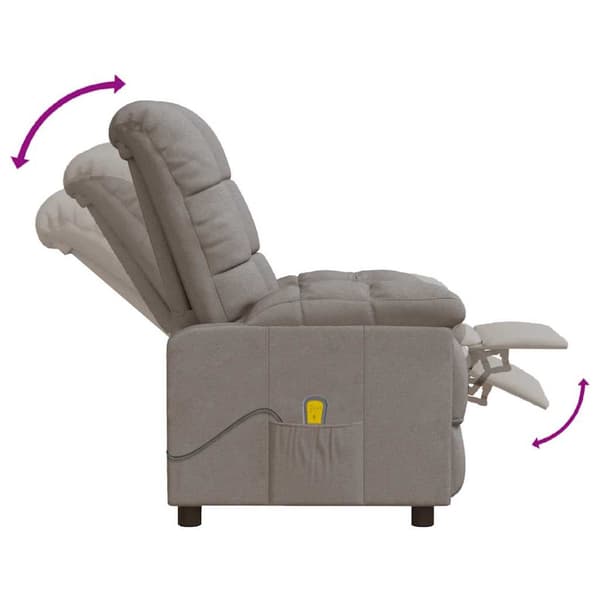 Massagefåtölj taupe tyg