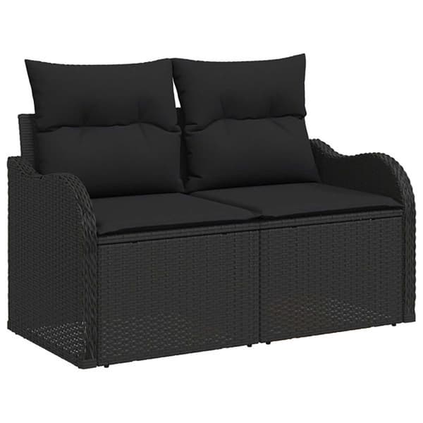 Soffset 7 st Svart Poly Rattan och stål