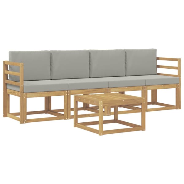 Utomhussoffset 5 pcs Vit och ljusgrå 59 x 59 x 37 cm Polyester