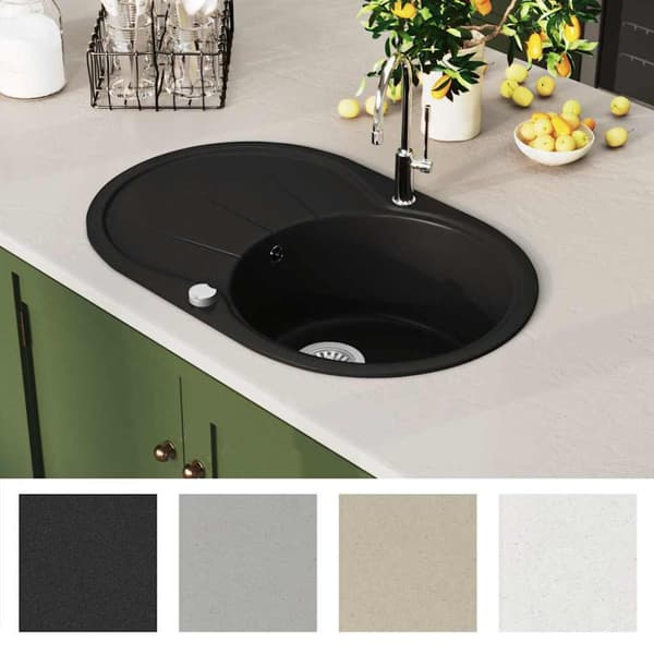 Diskho granit enkel oval svart