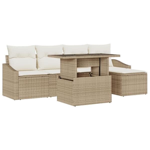 Trädgårdsoffset 6 pcs Beige och gräddfärgad konstrotting