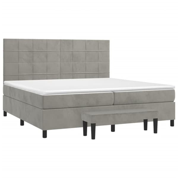 Ramsäng med madrass ljusgrå 200x200 cm sammet