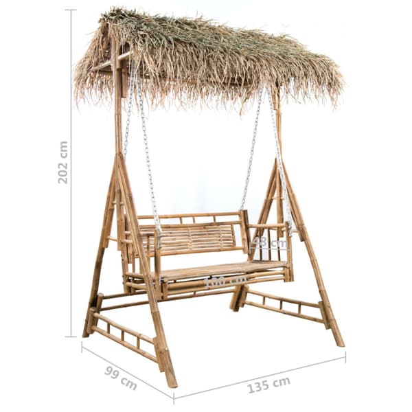 2-sits hammock med palmblad och dyna bambu 202 cm