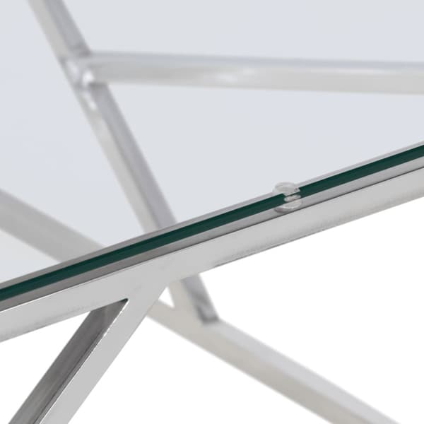 Soffbord silver rostfritt stål och härdat glas