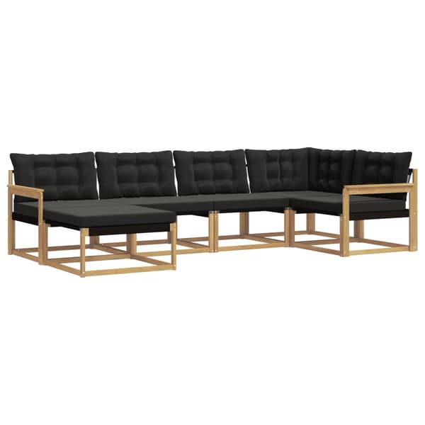 Utomhussoffset med kudde 6 pcs Vit och svart