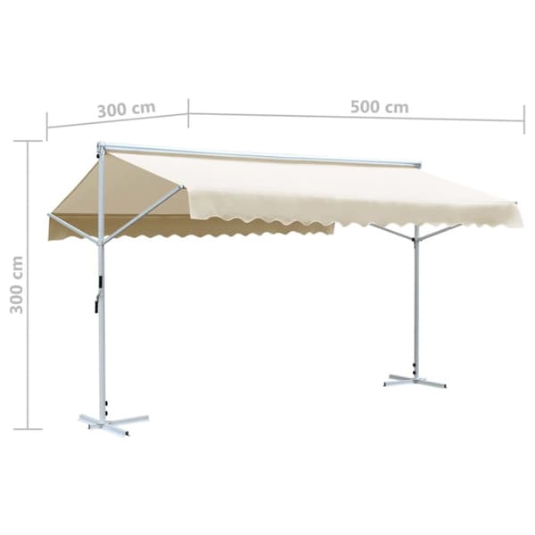 Fristående markis 500x300 cm gräddvit
