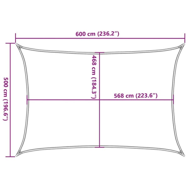 Solsegel ljusgrå 6x5 m 100% polyesteroxford