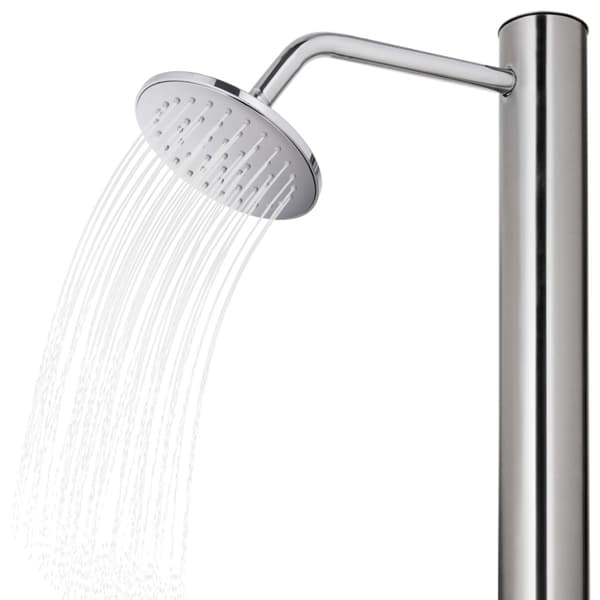 Trädgårdsdusch med grått golv 220 cm rostfritt stål