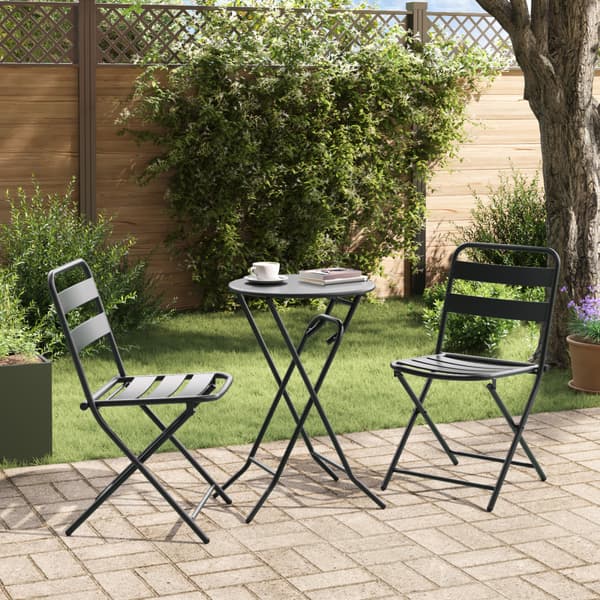 Trädgårds Bistro Set 3 pcs Antracit Stål