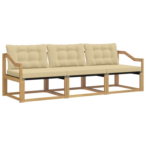 Utomhussoffset med kudde 3 pcs Vit och Beige