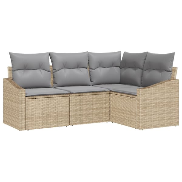 Soffset med kudde 4 pcs Beige konstrotting