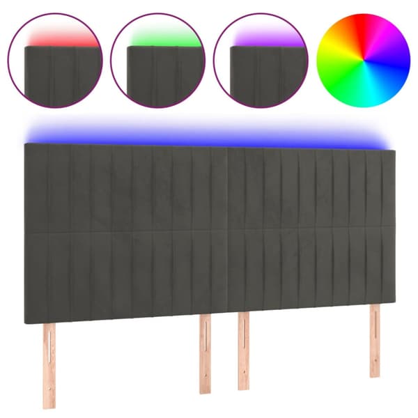 Sänggavel LED mörkgrå 180x5x118/128 cm sammet
