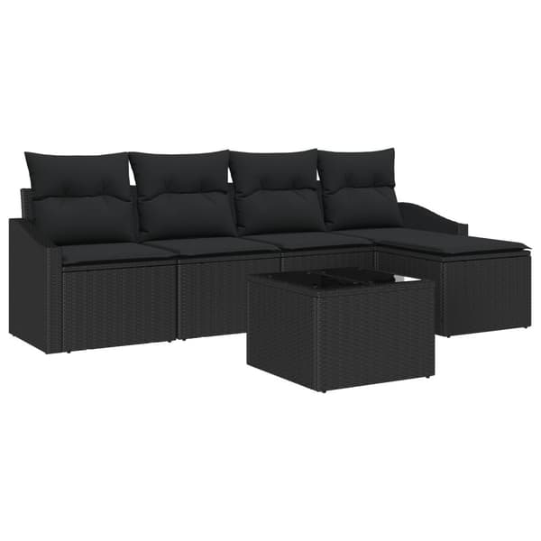 Soffset med kudde 6 pcs Svart konstrotting