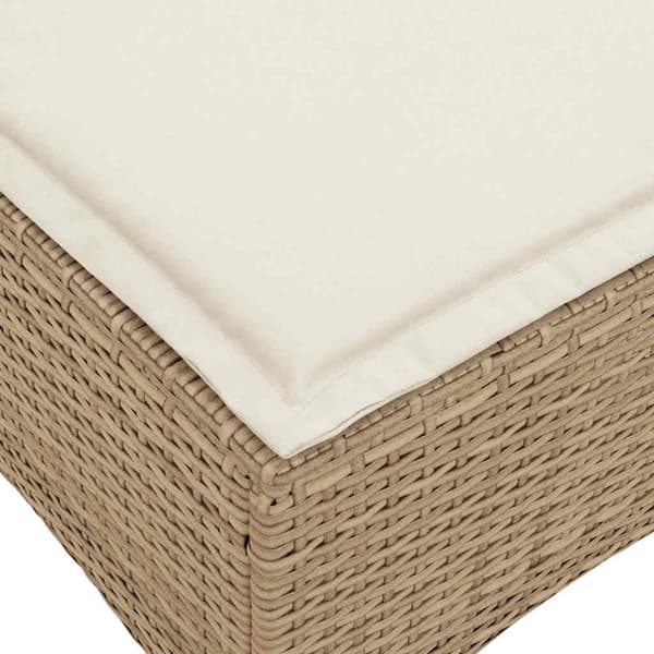 Fällbar trädgårdssoffa med dynor L-formad beige konstrotting