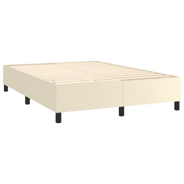 Boxspring-sängram gräddvit 140x200 cm konstläder