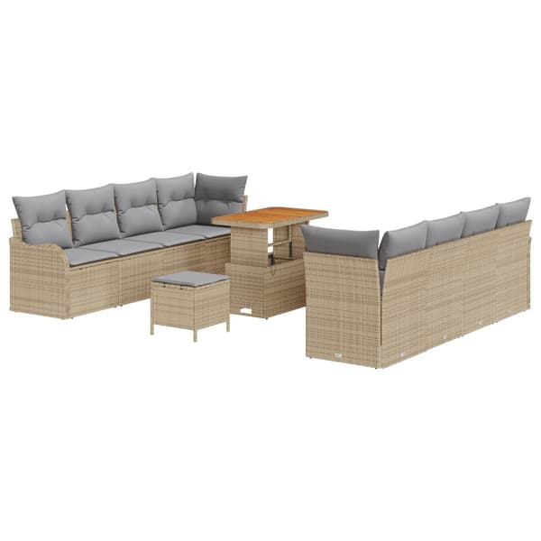 Trädgårdsoffset med kudde 11 pcs Beige konstrotting