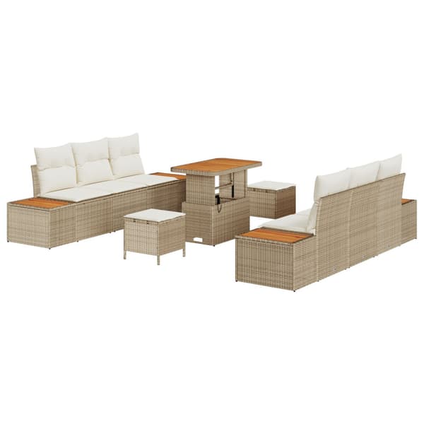 Trädgårdsoffset 9 pcs Beige konstrotting