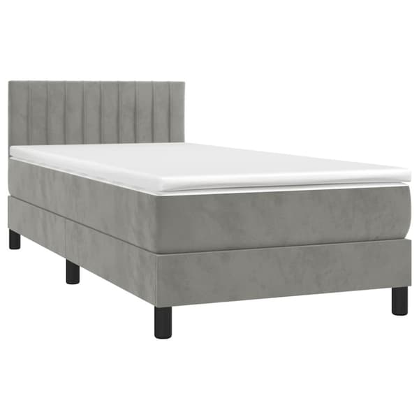 Ramsäng med madrass ljusgrå 80x200 cm sammet