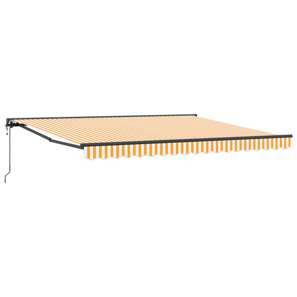 Markisram Gul och Vit 400 × 300 cm Polyester med PU-beläggning