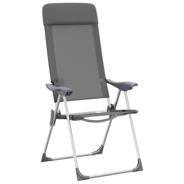 Hopfällbara campingstolar 2 st aluminium grå