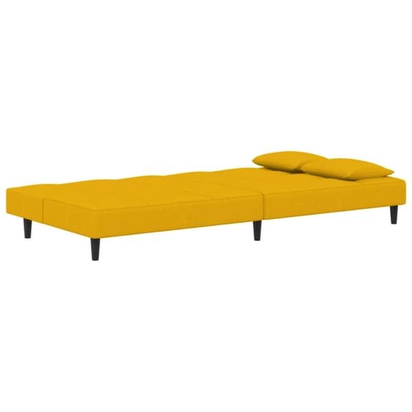 Bäddsoffa 2-sits med två kuddar gul sammet