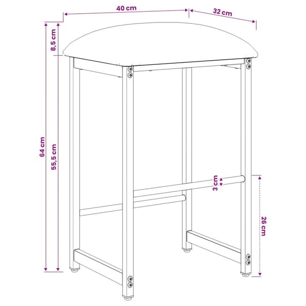 Barpall 2 st Mörkgrön 40 x 32 x 64 cm Konstruerat trä