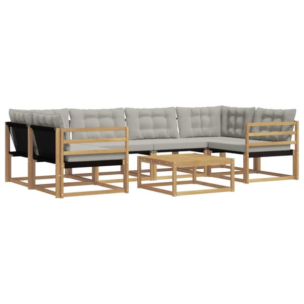 Utomhussoffset 7 pcs Vit och ljusgrå 79 x 79 x 37 cm