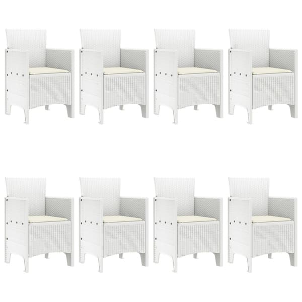 Trädgårdsmöbelset 9 pcs Vit Polypropylen