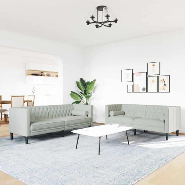 Vardagsrumsoffa 2 pcs Ljusgrå 194 x 74,5 x 70,5 cm Sammet