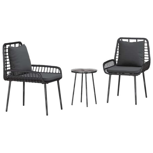 Trädgårdsmöbelset 3 pcs Svart och Anthracit konstrotting