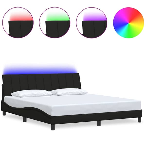 Bed Frame without Mattress "Hanko" Black 180x200cm Fabric