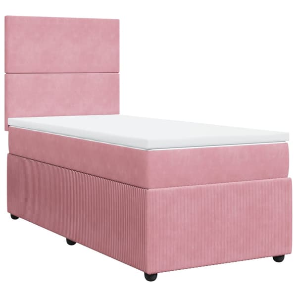 Ramsäng med madrass rosa 100x200 cm sammet