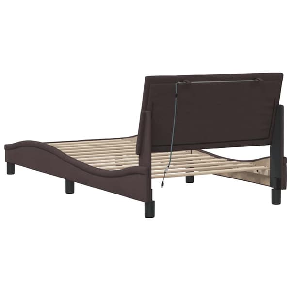 Bed Frame without Mattress "Hanko" Dark Brown 100x200cm Fabric