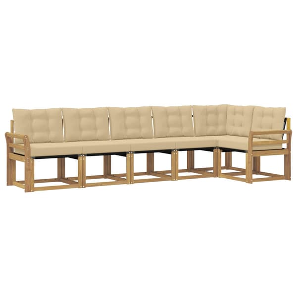 Utomhussoffset med kudde 6 pcs Vit och Beige