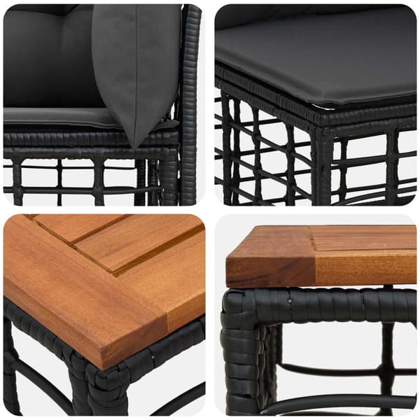 Utomhussoffset 14 pcs Svart och Mörkgrå Polyester