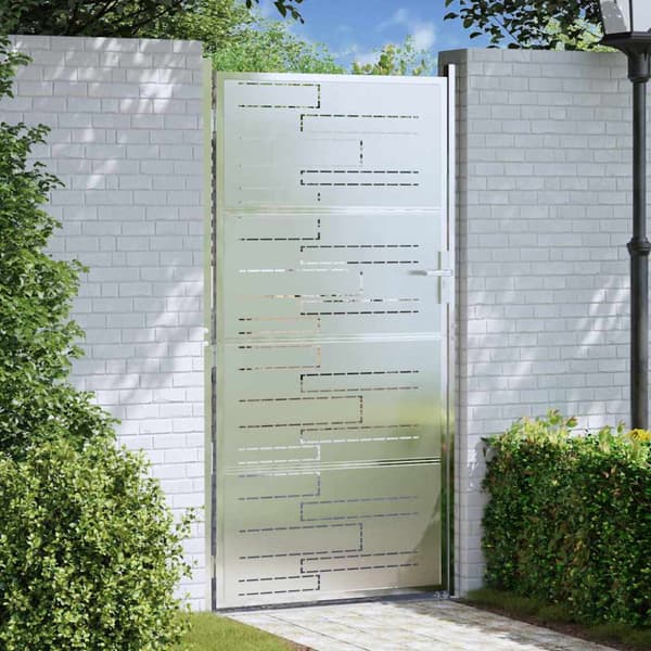 Trädgårdsgrind 85 x 174 cm Rostfritt stål Silver Låsbar